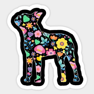 Floral Boston terrier print Sticker